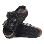 1029045 Arizona Platform Crocodile Embossed Black Leather
