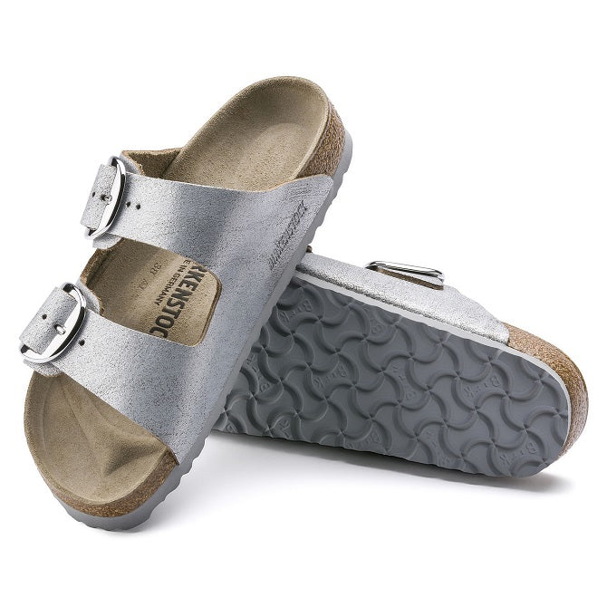 1012880 Arizona Big Buckle Suede Leather Washed Metallic Blue Silver