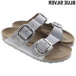 1012880 Arizona Big Buckle Suede Leather Washed Metallic Blue Silver
